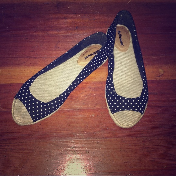 Dollhouse Shoes - Poka dot peep toe flats
